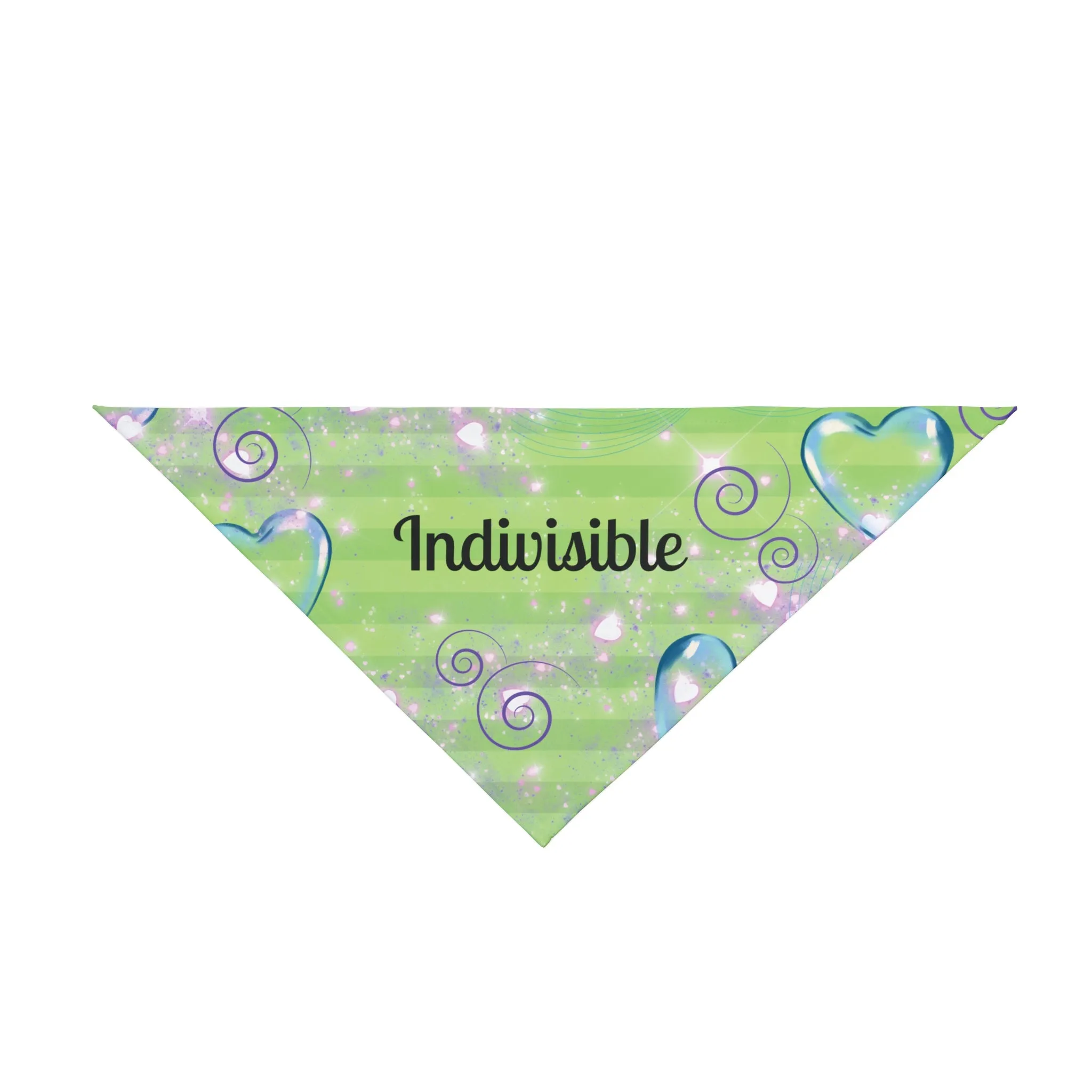 Neon Green Political Pet Bandana With Upbeat "Indivisible" Slogan For Peacefully Protesting Dogs Who March With Their Peeps, Pro-Democracy Dog Mom Gift