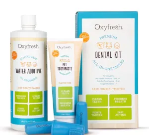 Oxyfresh Premium Pet Dental Kit: Freshens Bad Breath and Cleans Teeth, Med/Small Dogs or Cats