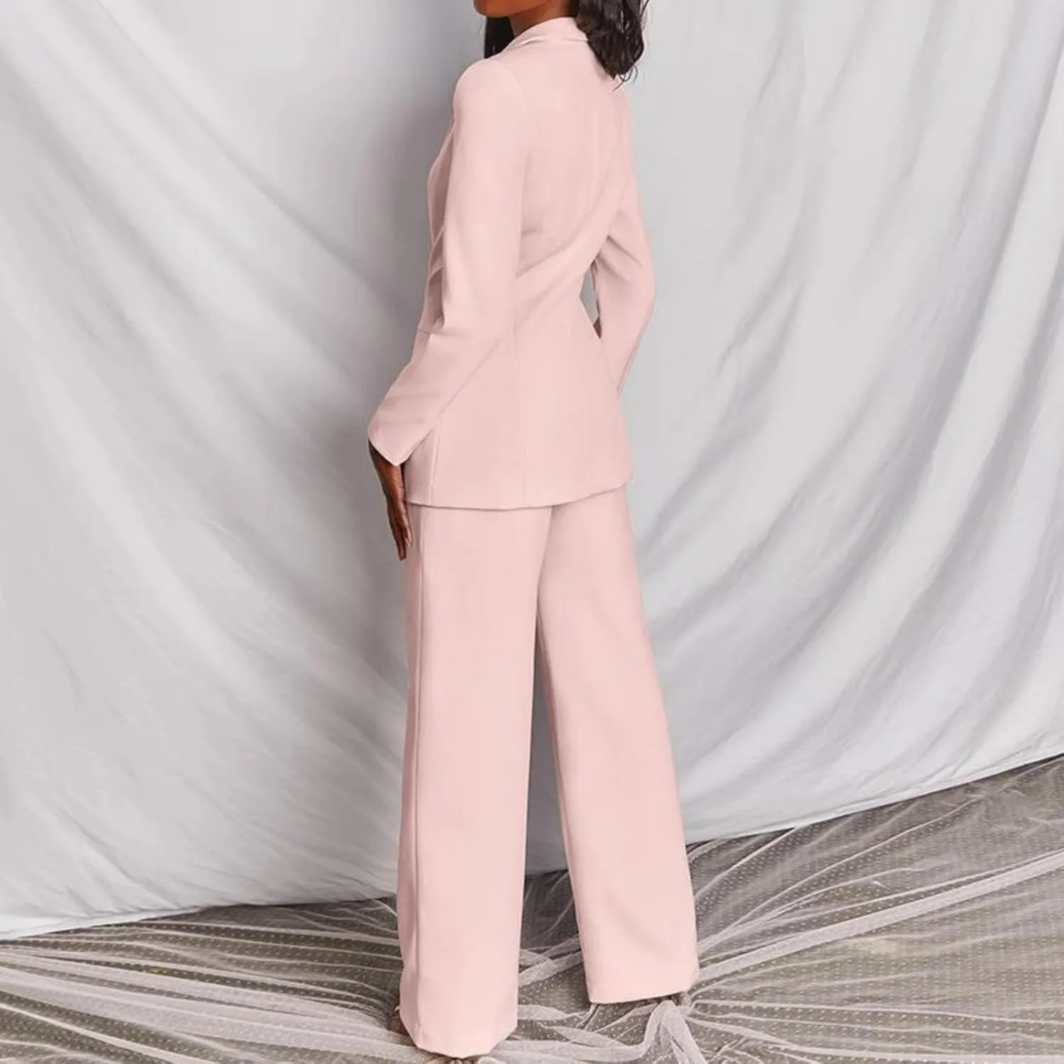 Pants Suits for Women Dressy 2 Piece Business Casual Long Sleeve Open Front Blazer Pant Suit Set Wedding Prom Work