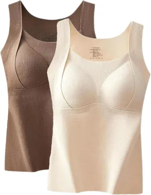 Patiyu Shop Built Bra, Winter Thickened Warm Tank Top with Shelf Bra Welfaries Women's Thermal Tank Tops Camisole Tops