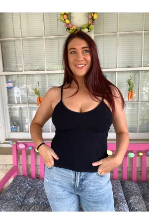 Scala Seamless Black Cami With Built In Bra