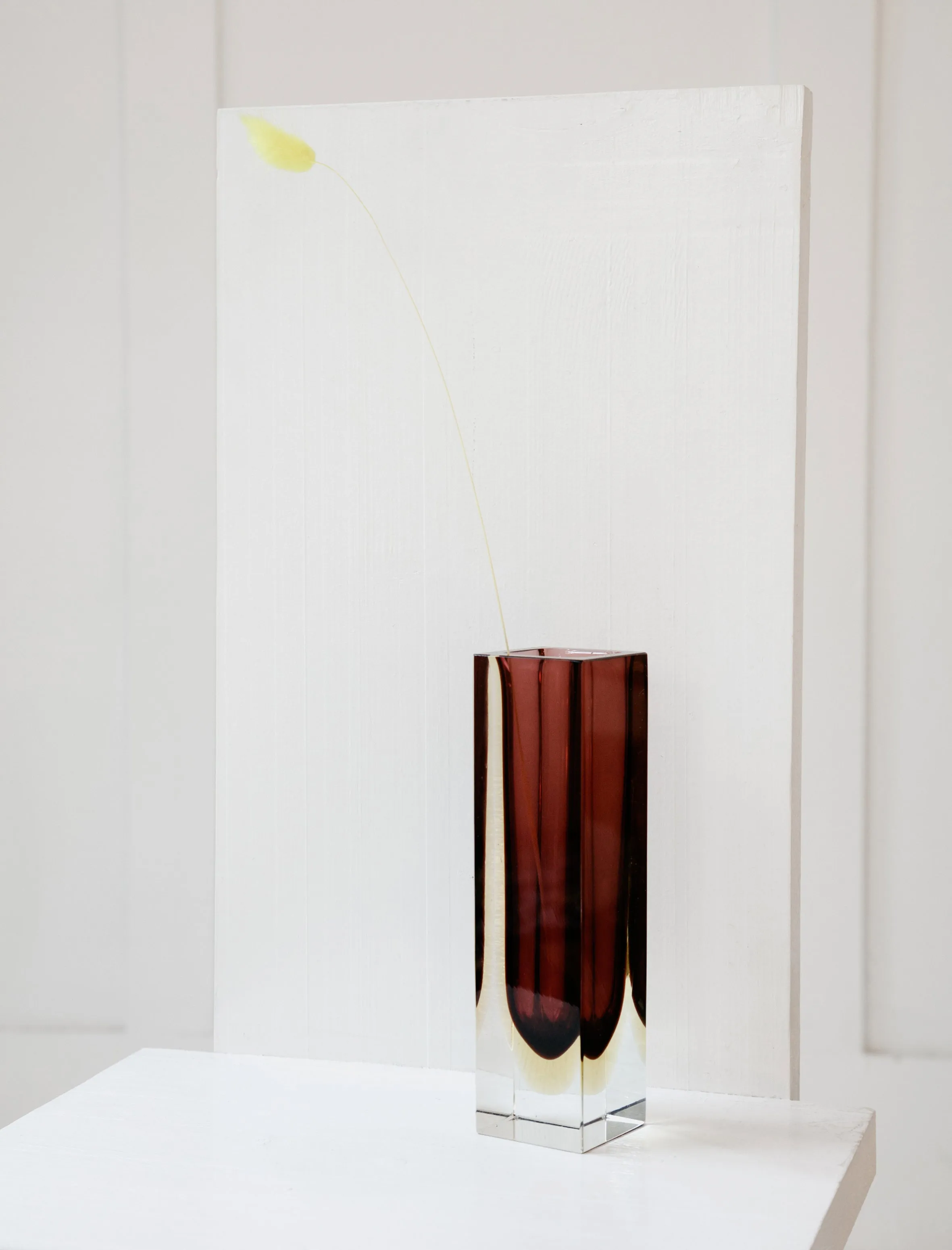 Seguso Cut Block Vase Mulberry   Lemon
