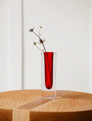 Seguso Cut Block Vase Red   Sky