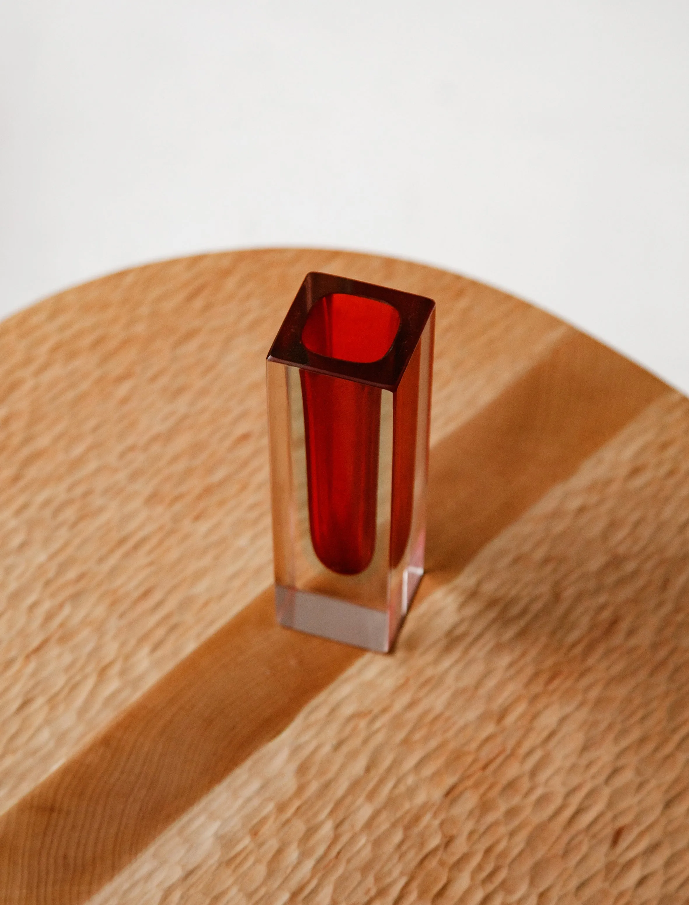 Seguso Cut Block Vase Red   Sky