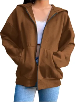 Shacket Womens Tops Long Sleeve Zip Up Jacket Shirts Dressy Casual Loose Fit Sweatshirt Girls Fashion Daily Hoodie