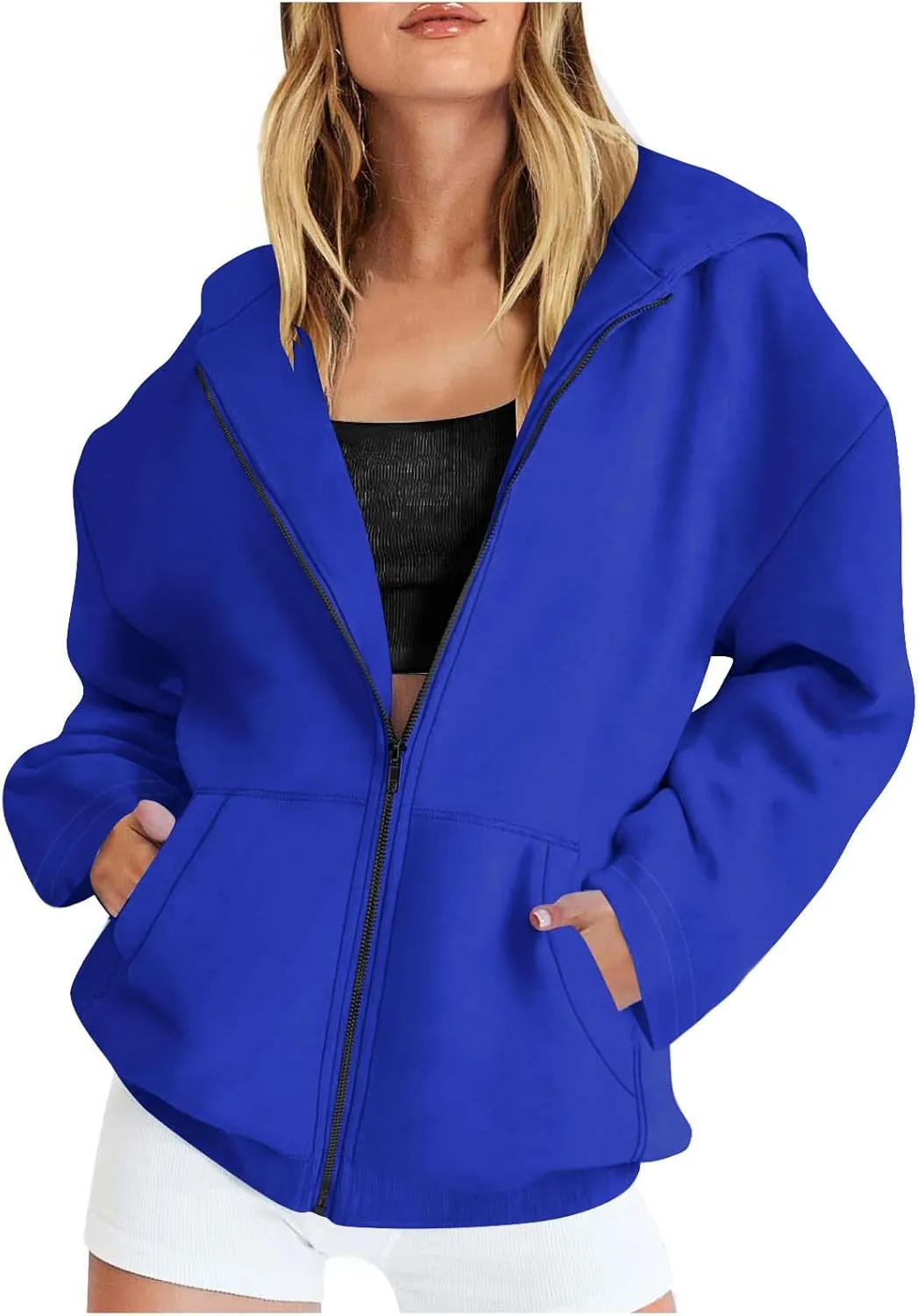 Shacket Womens Tops Long Sleeve Zip Up Jacket Shirts Dressy Casual Loose Fit Sweatshirt Girls Fashion Daily Hoodie