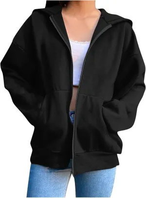Shacket Womens Tops Long Sleeve Zip Up Jacket Shirts Dressy Casual Loose Fit Sweatshirt Girls Fashion Daily Hoodie