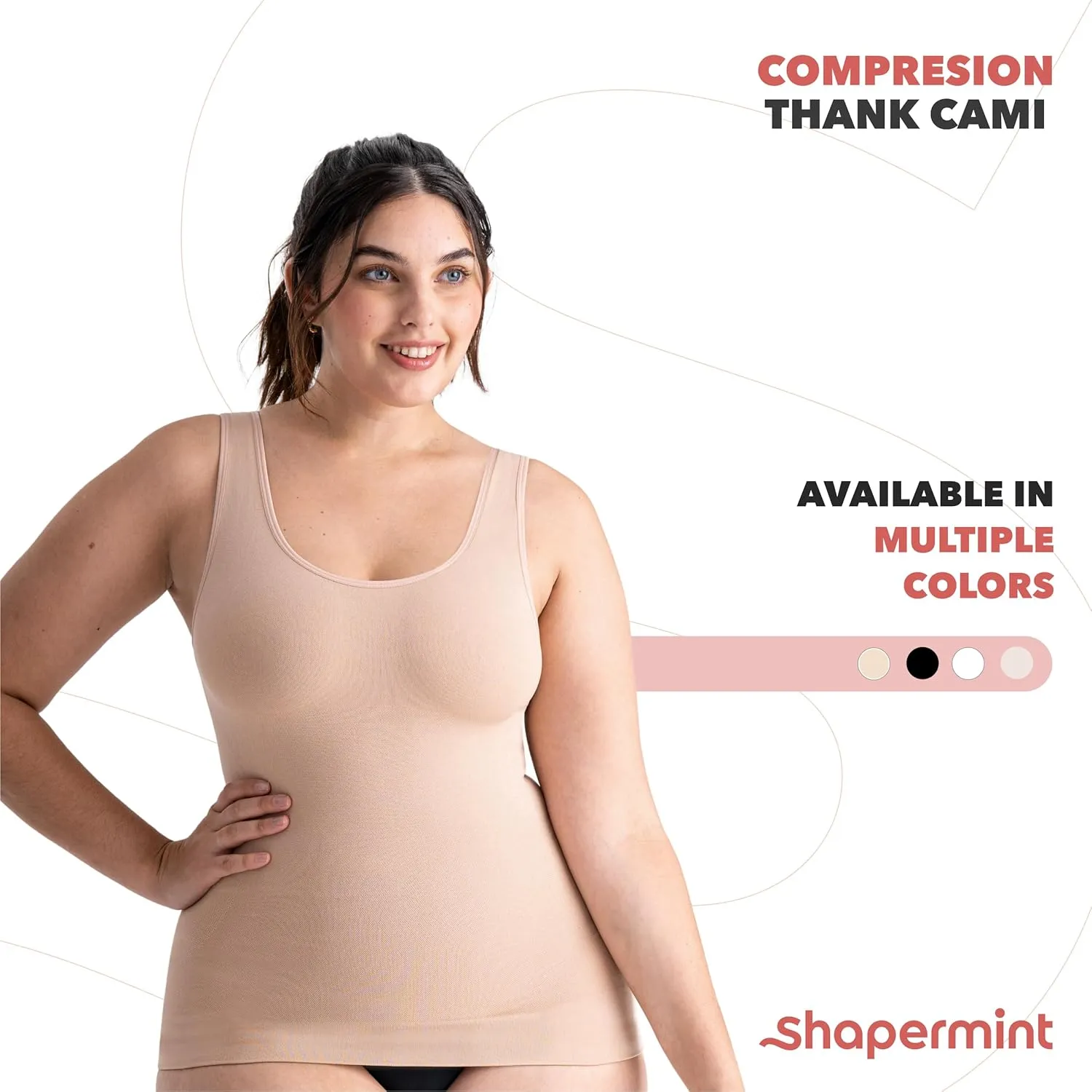 SHAPERMINT Compression Tank Cami - Tummy and Waist Control Body Shapewear Camisole for Women