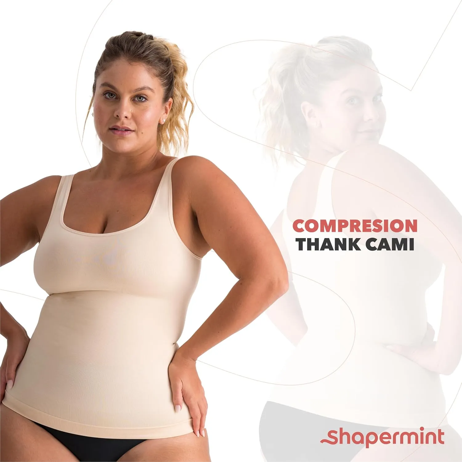 SHAPERMINT Compression Tank Cami - Tummy and Waist Control Body Shapewear Camisole for Women