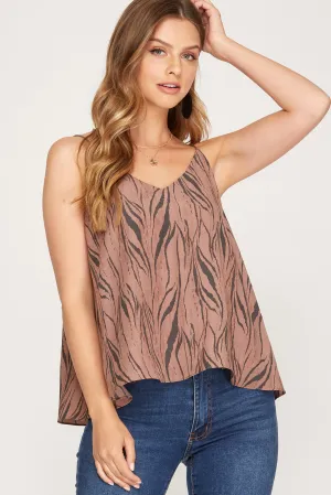 She And Sky Animal Print Cami Top In Rose Mocha