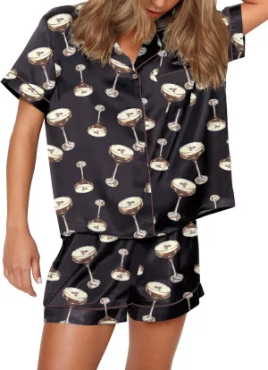 SHESHOW Funny Graphic Pajamas for Women Set Button Down Short Sleeve Top and Shorts Pjs Sets Sleepwear XS-XXL