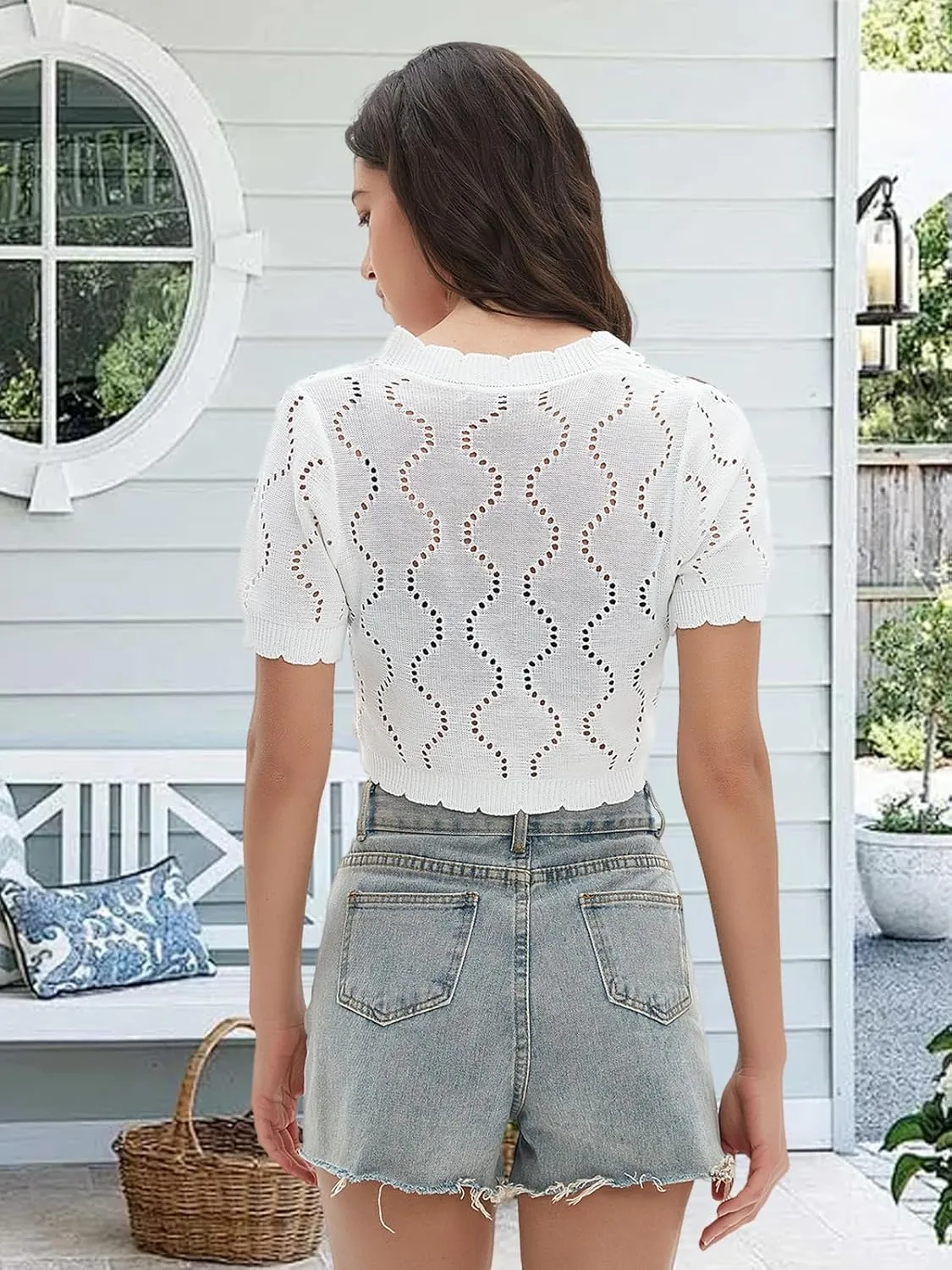 Shrugs for Women Dresses  Tie Front Short Sleeve Bolero Shrug Tops, Lightweight Cropped Knit Sweater Cardigan