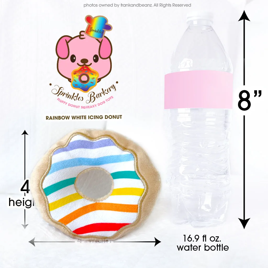 Sprinkles Barkery White Icing Mini Squeaky Donut Dog Toys Plush Pet Toys