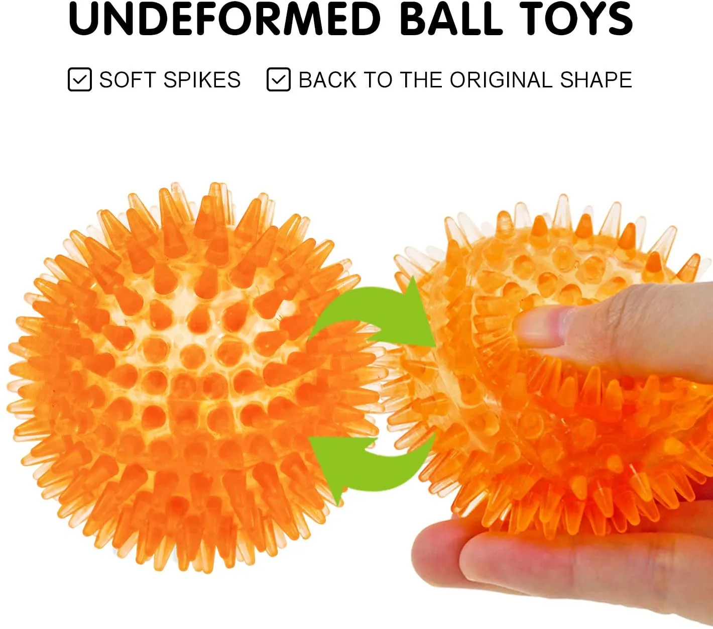 Squeaky Balls for Dogs Small, Fetch Balls for Dogs Rubber 6 Pack Bright Colors TPR Puppy Toys Dog Toy Balls Dog Squeaky Toys Spike Ball Dog Chew Toys for Small