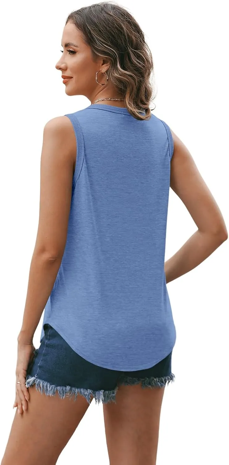 SUNBS Tank Tops for Women 2025 Trendy 3 Pack Summer Sleeveless Loose Fit Top Round Neck Flowy Casual Shirts Outfits