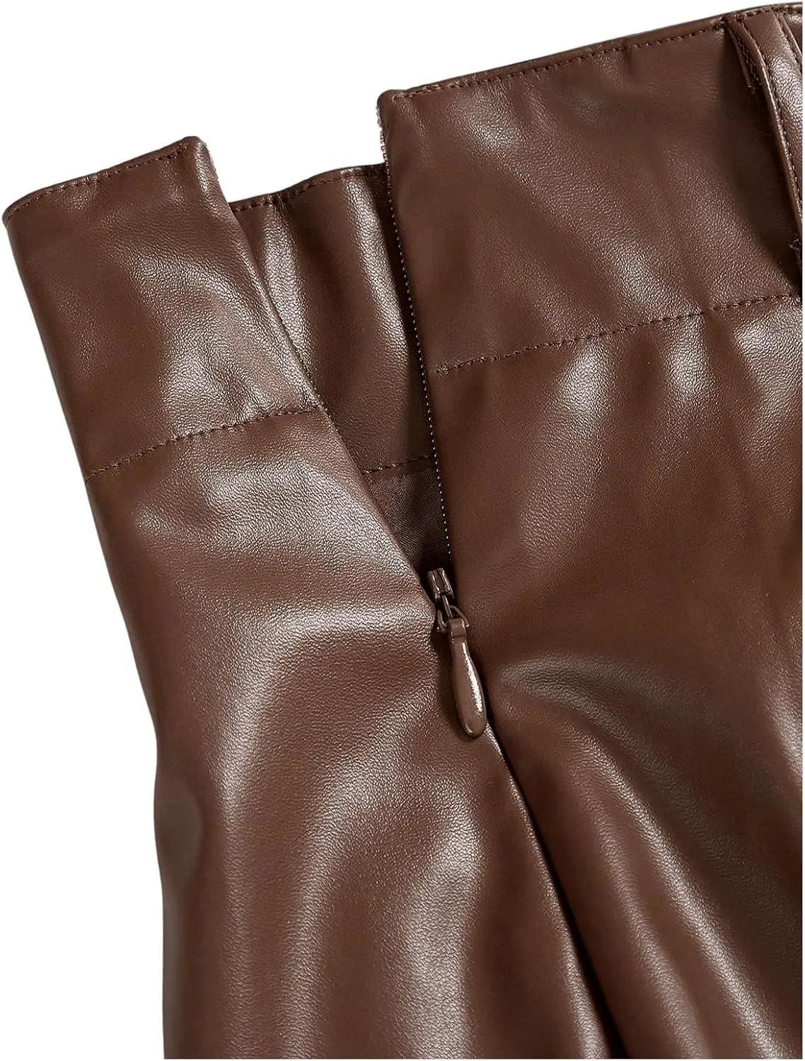 SweatyRocks Women's PU Leather A Line Mini Skirt Flared Hem Pleated Skirts with Shorts