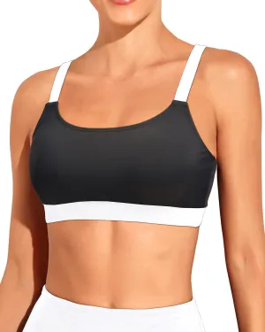 Tempt Me Women Sports Bra Bikini Tops Scoop Neck Bathing Suits Top Padded Swim Crop Tops Only