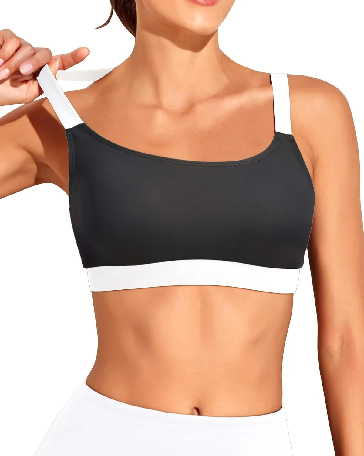 Tempt Me Women Sports Bra Bikini Tops Scoop Neck Bathing Suits Top Padded Swim Crop Tops Only