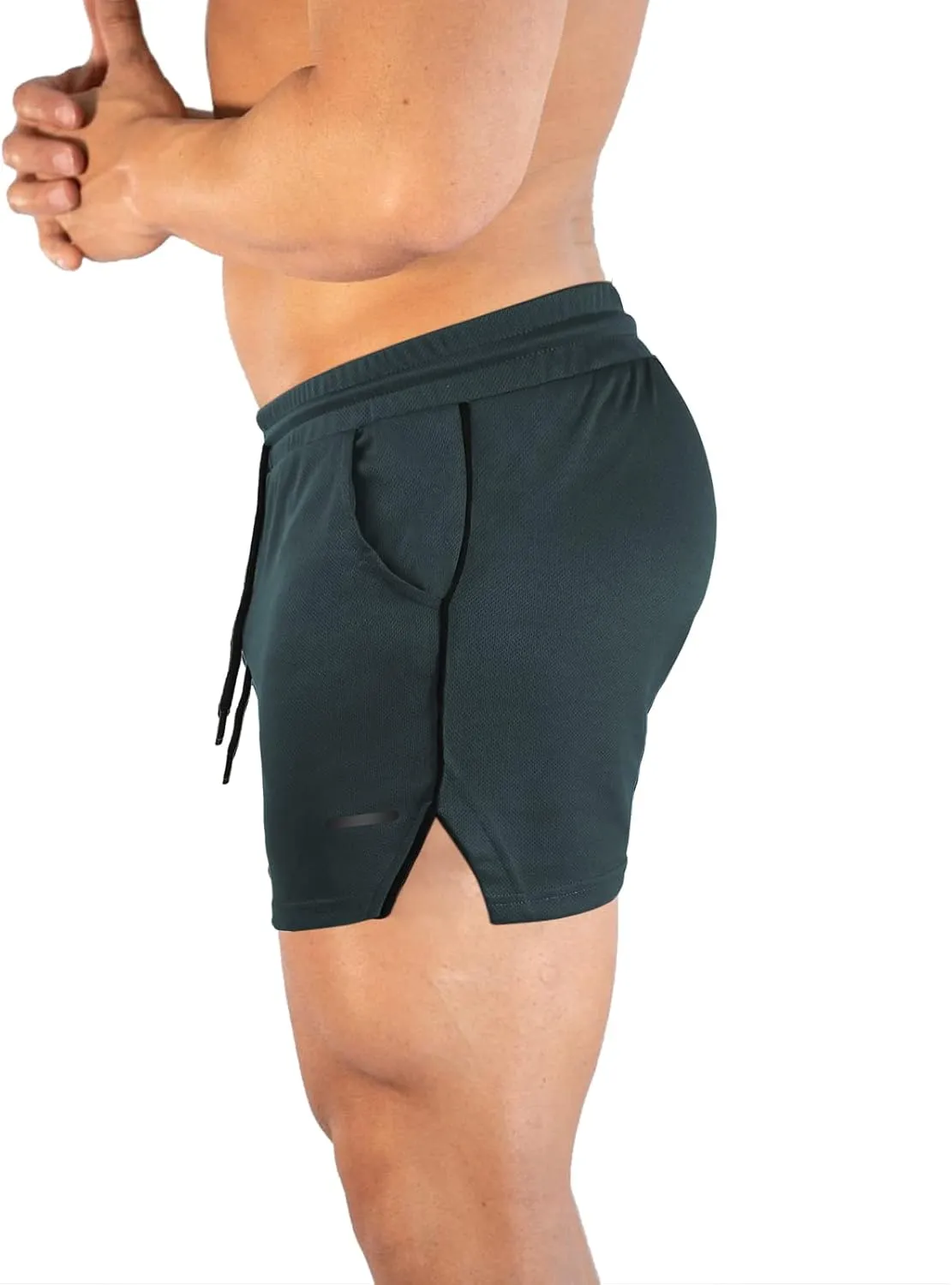 TEZO Mens 5" Gym Workout Shorts Athletic Running Training Quick Dry Short Pants Pockets Lightweight Mesh Activewear
