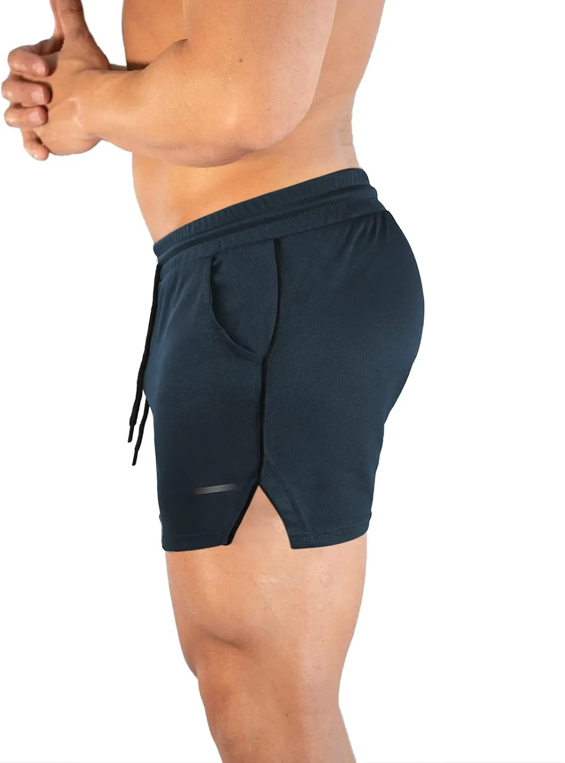 TEZO Mens 5" Gym Workout Shorts Athletic Running Training Quick Dry Short Pants Pockets Lightweight Mesh Activewear