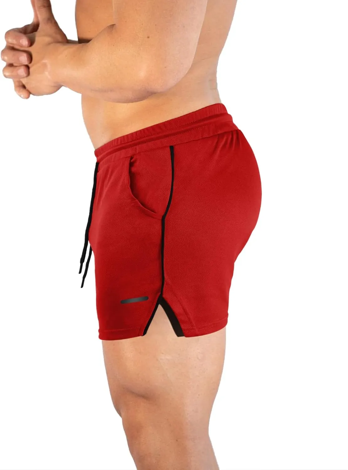 TEZO Mens 5" Gym Workout Shorts Athletic Running Training Quick Dry Short Pants Pockets Lightweight Mesh Activewear