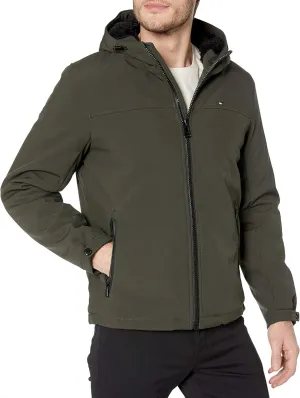 Tommy Hilfiger Mens Hooded Soft Shell Sherpa Lined Performance Field Jacket
