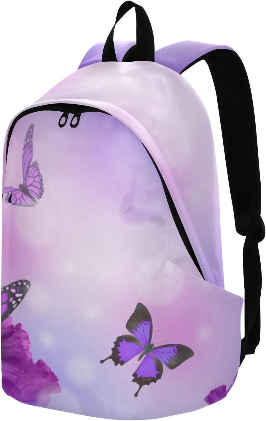 Travel Backpack for Women Laptop Bag Work Fashion Design Daypack Butterfly Purple Flower Large Lightweight Outdoor Casual