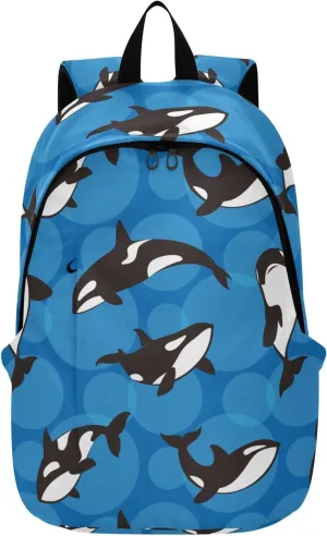 Travel Backpack for Women Laptop Bag Work Fashion Design Daypack Orca Whale Blue Large Lightweight Outdoor Casual