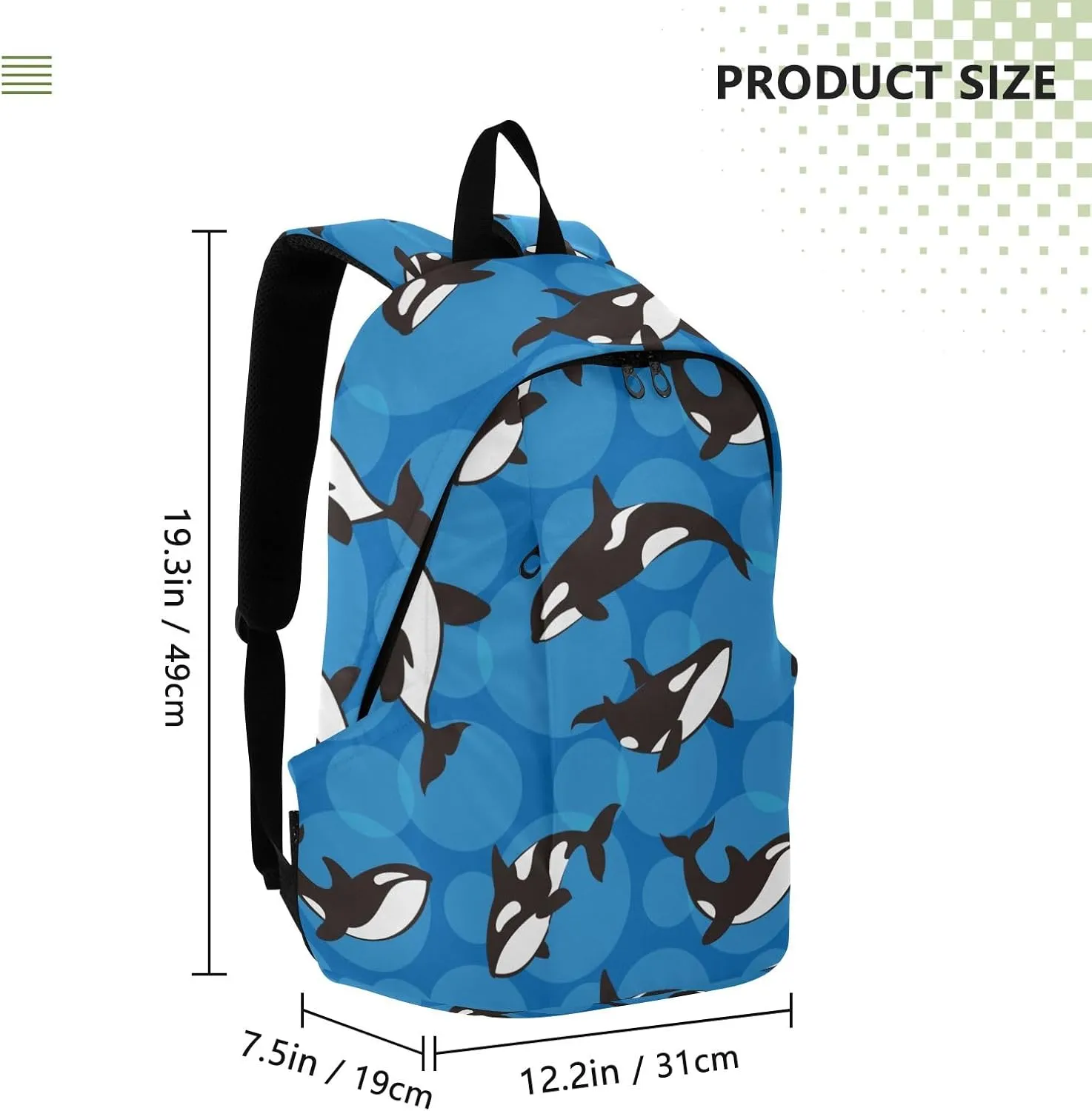Travel Backpack for Women Laptop Bag Work Fashion Design Daypack Orca Whale Blue Large Lightweight Outdoor Casual