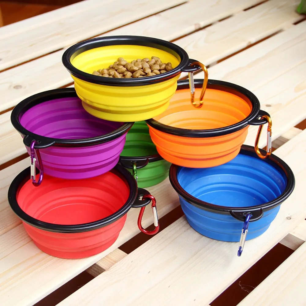 Travel Silicone Bowl Portable Foldable Collapsible Pet Bowl