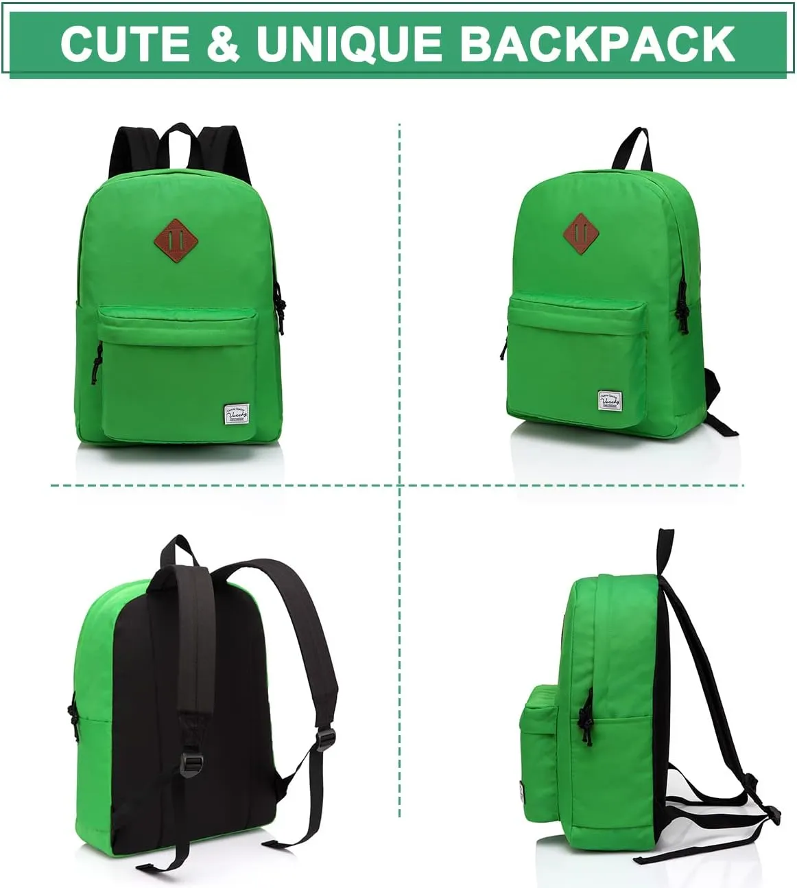VASCHY Daypack Backpack, 16-Green, One Size