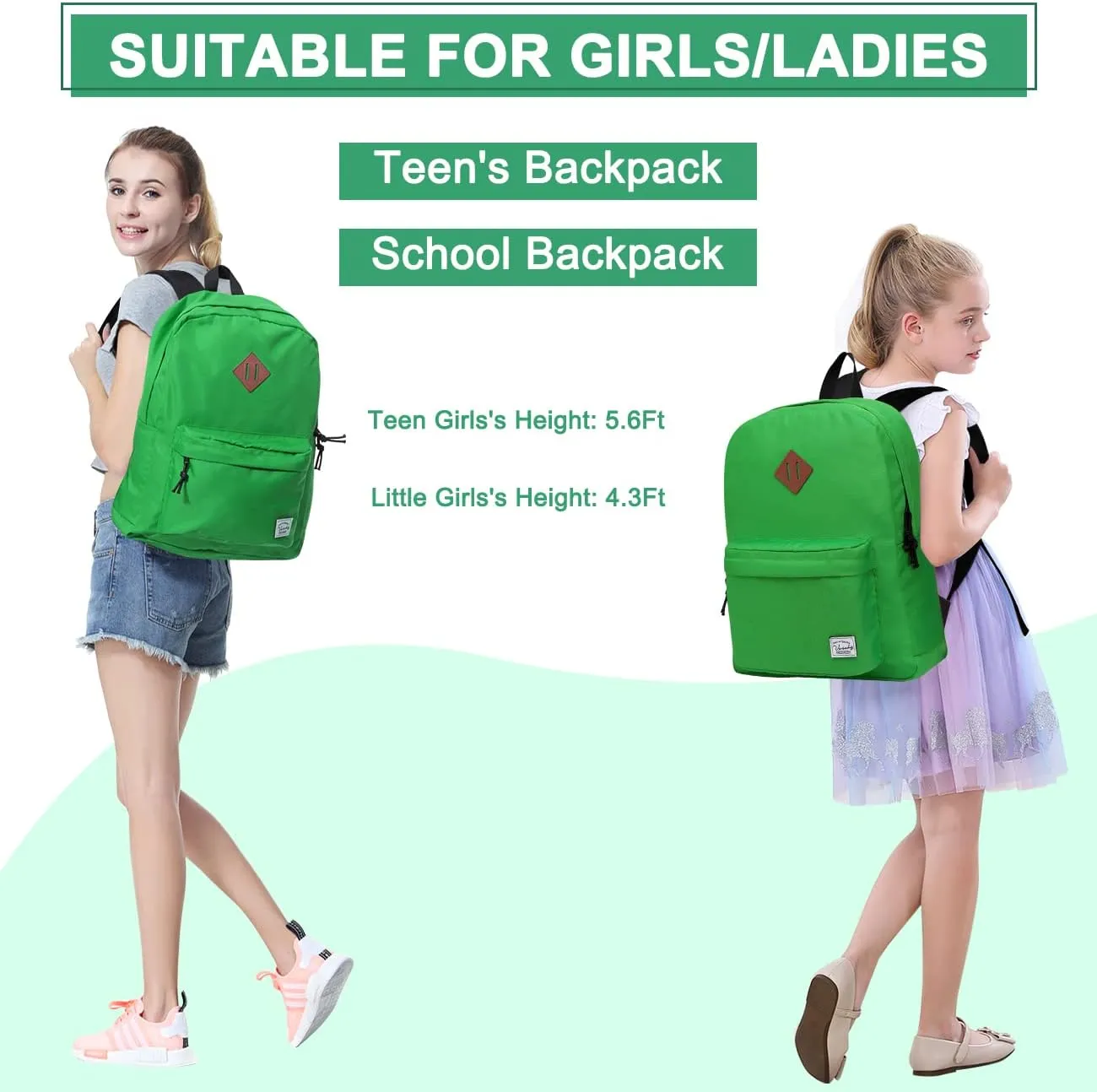VASCHY Daypack Backpack, 16-Green, One Size