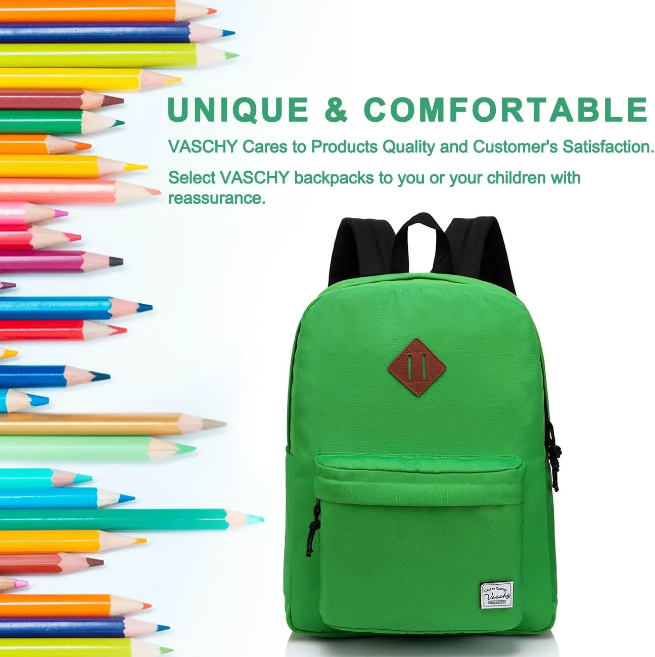 VASCHY Daypack Backpack, 16-Green, One Size