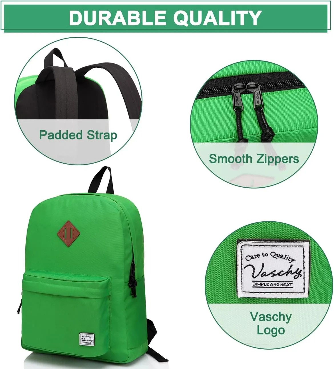 VASCHY Daypack Backpack, 16-Green, One Size