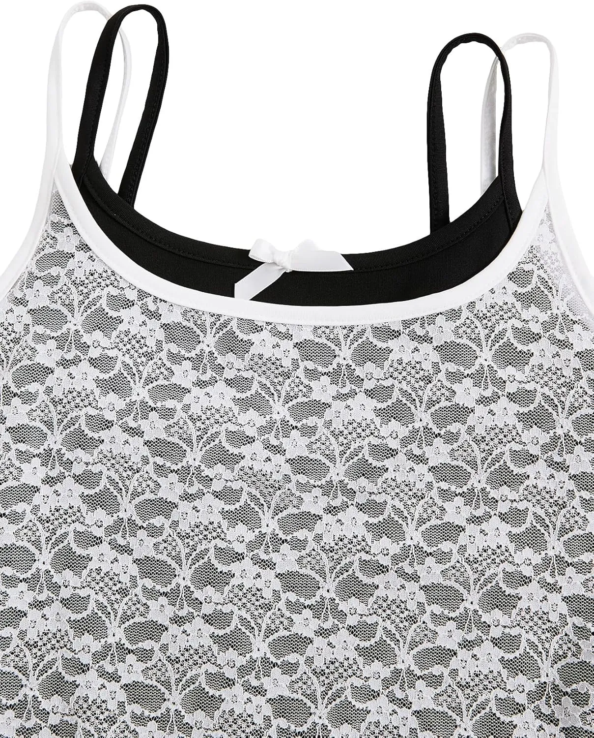 Verdusa Women's Fairycore Y2K Floral Lace Camisole Bowknot Backless 2 in 1 Cami Top