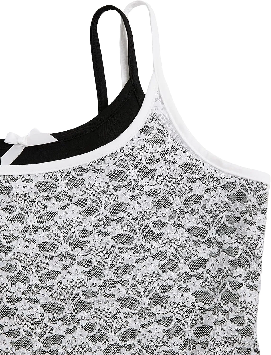 Verdusa Women's Fairycore Y2K Floral Lace Camisole Bowknot Backless 2 in 1 Cami Top