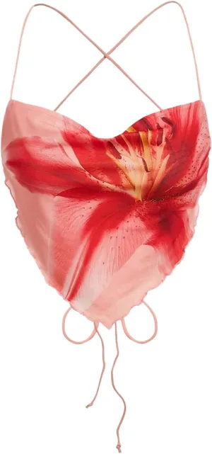 Verdusa Women's Y2K Tie Dye Floral Backless Summer Top Cowgirl Western Bandana Tops