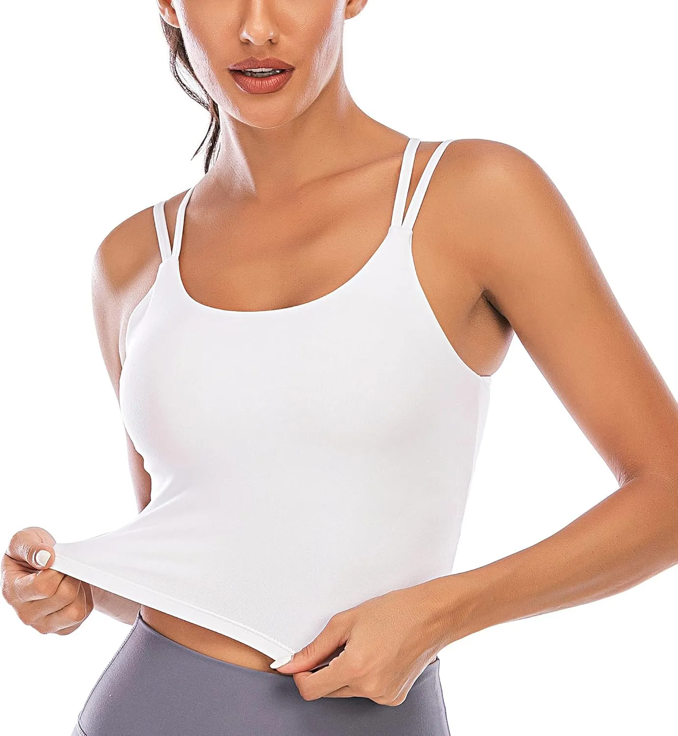 Vorcy Womens Padded Sports Bra Fitness Workout Running Camisole Crop Top with Built in Bra