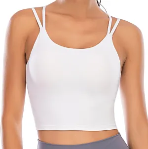 Vorcy Womens Padded Sports Bra Fitness Workout Running Camisole Crop Top with Built in Bra