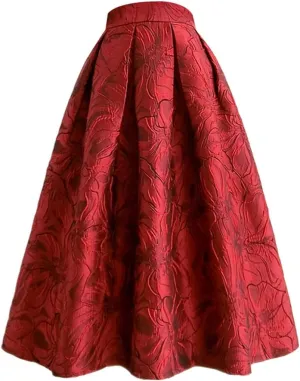 Wjnvfioo Spring Women Clothes Rose Floral Print High Waist Long Midi Skirt