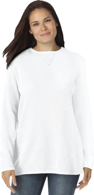 Woman Within Women's Plus Size Waffle Thermal Sweatshirt