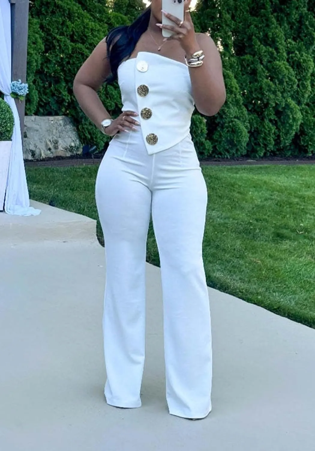 Women Elegant Wide Leg Jumpsuits Off Shoulder Sleeveless Loose Straight Leg Pants Rompers