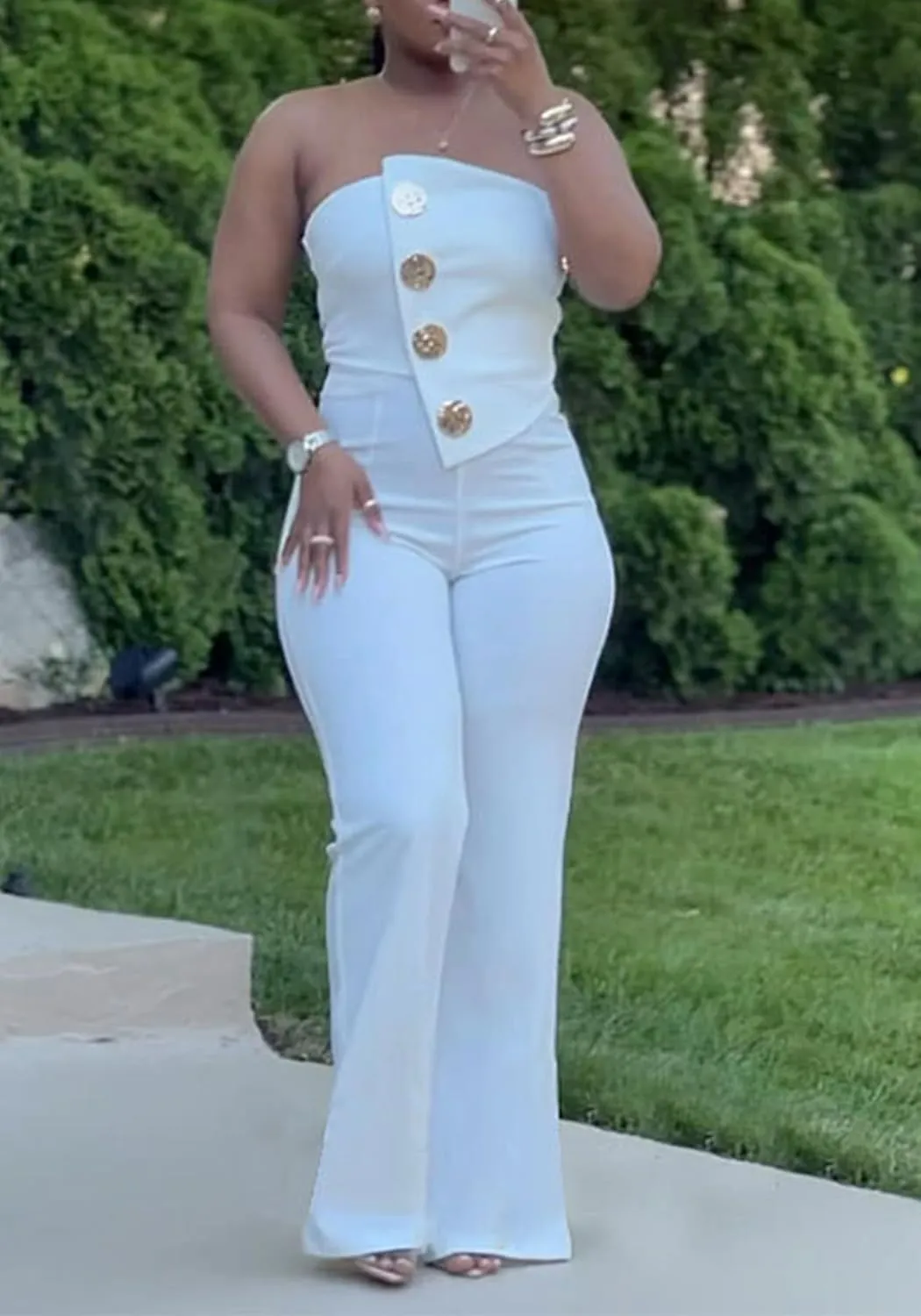 Women Elegant Wide Leg Jumpsuits Off Shoulder Sleeveless Loose Straight Leg Pants Rompers