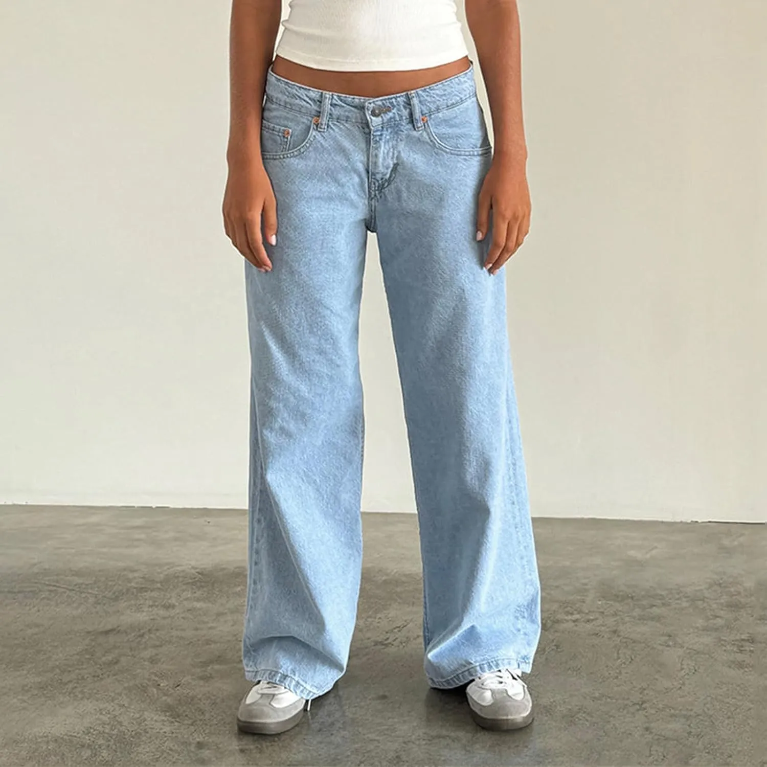 Women Low Waist Baggy Jeans Wide Leg Boyfriend Denim Pants Y2k Casual Vintage Trendy Loose Fit Trousers Streetwear