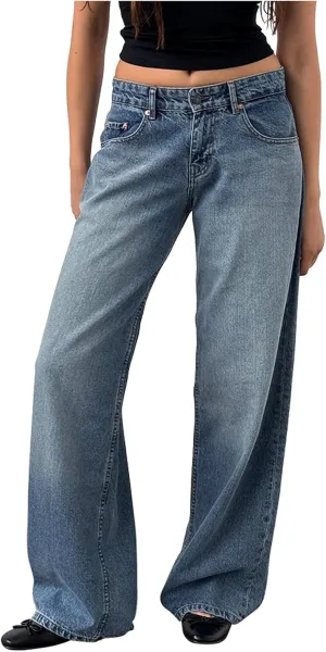 Women Low Waist Baggy Jeans Wide Leg Boyfriend Denim Pants Y2k Casual Vintage Trendy Loose Fit Trousers Streetwear