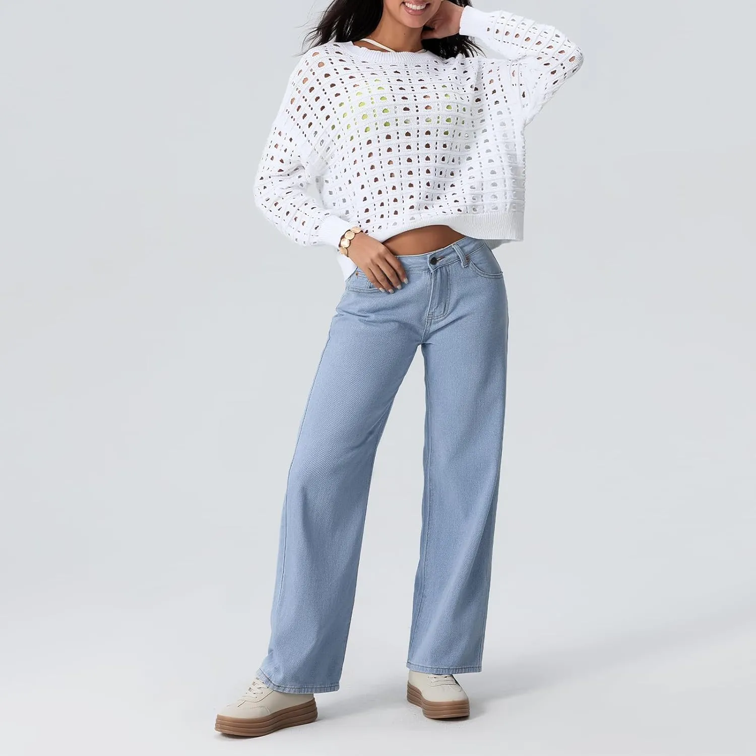 Women Low Waist Baggy Jeans Wide Leg Boyfriend Denim Pants Y2k Casual Vintage Trendy Loose Fit Trousers Streetwear