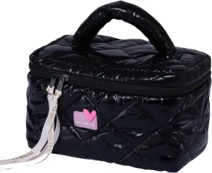 Women Trendy Large Square Quilted Puffy Makeup Bag, Aesthetic Checkered Travel Cosmetic Bag Skincare Beauty Toiletry Bag for Teen Girls (Blakc)