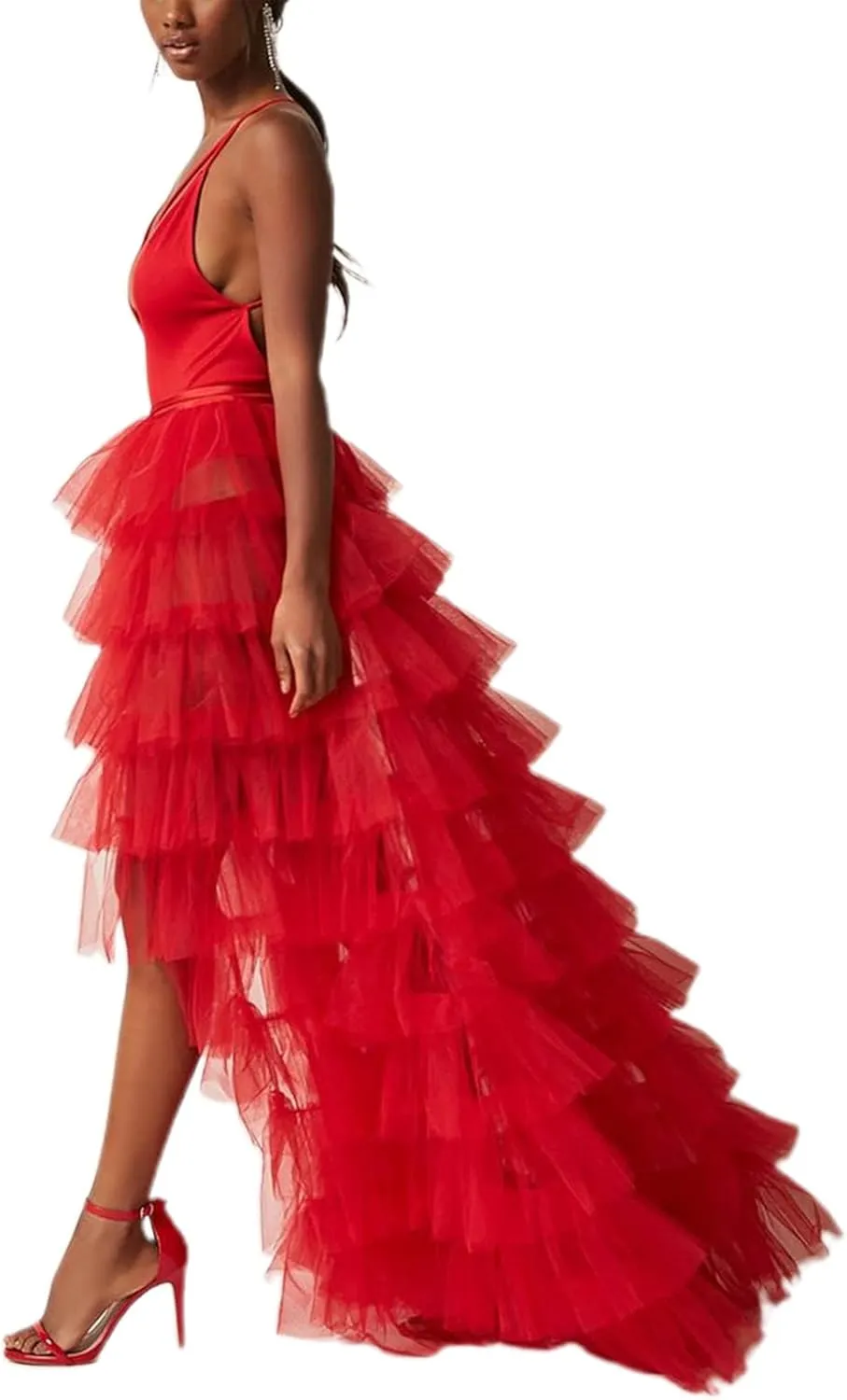 Women Tulle Maxi Skirt Sexy Sheer Mesh High Low Waist Irregular Long Skirts Cocktail Party Club Split Skirt