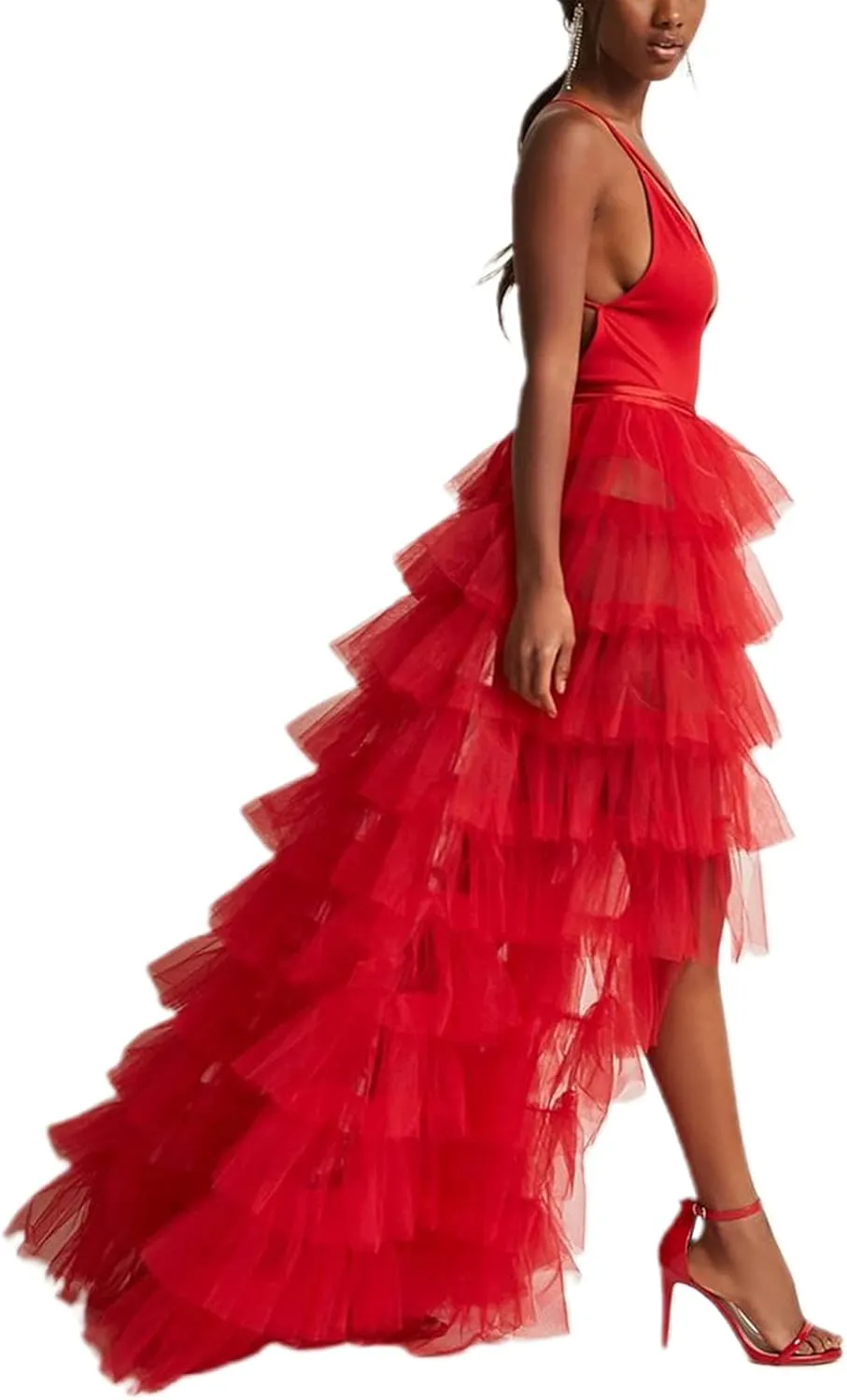 Women Tulle Maxi Skirt Sexy Sheer Mesh High Low Waist Irregular Long Skirts Cocktail Party Club Split Skirt