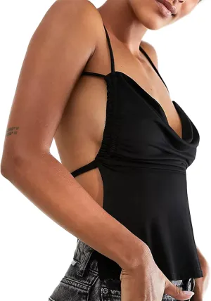 Women Y2k Backless Crop Top Sexy Tie Up Spaghetti Strap Camisole Shirt Cute Summer Tops